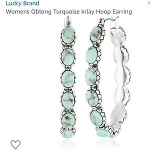NWOT Women’s Oblong, Turquoise Inlay Hoop Earrings